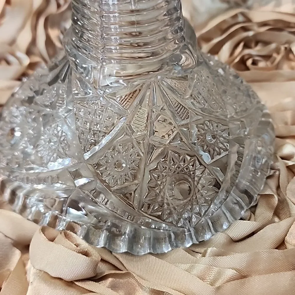 Vintage Crystal Cut Glass Versatile Vase~Candle Holder with Pedestal
